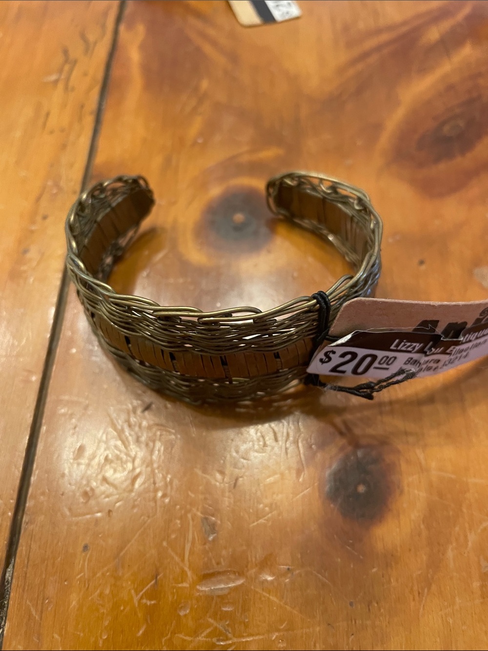 Anju Woven Metal Cuff Bracelet in Antique Gold Tone